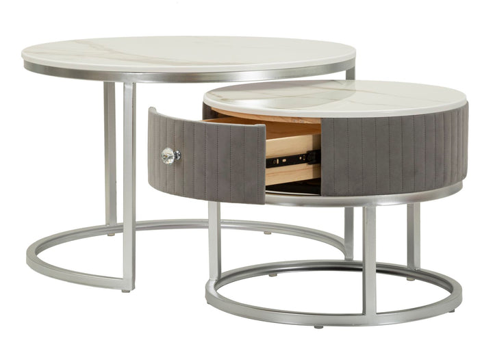 Glam bord i sølvfarve, træ, mdf og metal – 70x45 50x40 cm