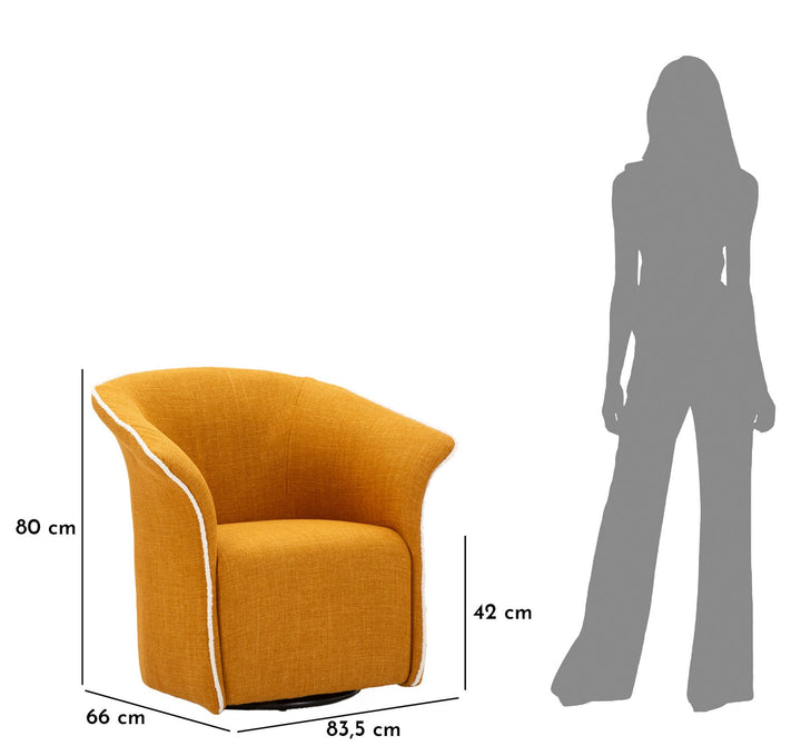 Lænetol i gul, polyester – 70x72x75, 44x5 cm