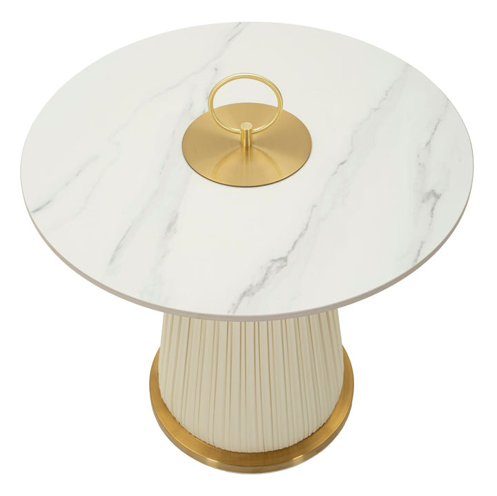 Glam bord i guldfarve og marmor-look, metal, keramik og polyester – 60x54 cm