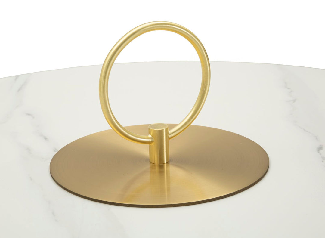 Glam bord i guldfarve og marmor-look, metal, keramik og polyester – 60x54 cm