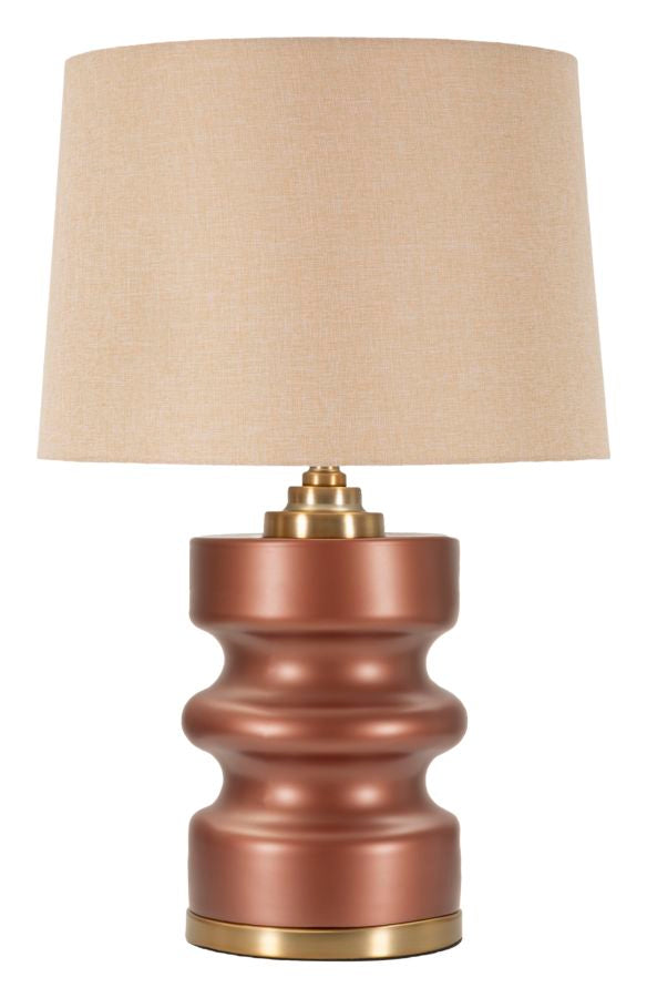 Glam bordlampe i guldfarve af glas, metal og stof – 36x5x56 cm