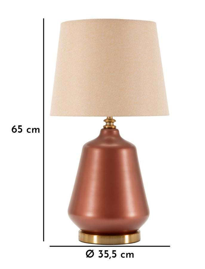 Glam bordlampe i guldfarve af glas, metal og stof – 35x5x65 cm