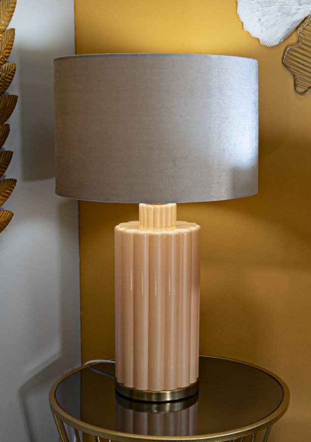 Glam bordlampe i guldfarve, glas,  metal og stof – 40x5 69x5 cm