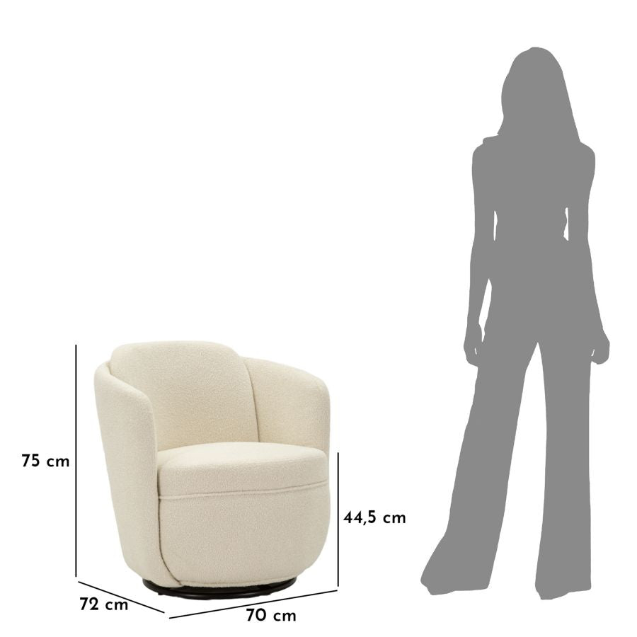 Lænetol i creme, polyester – 70x72x75, 44x5 cm