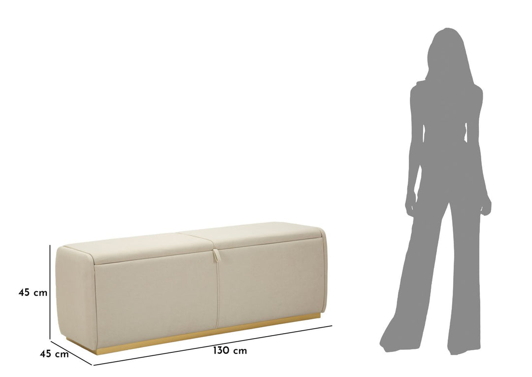 Glam entrébænk i guldfarve, fyrretræ, mdf og metal – 130x45x45 cm