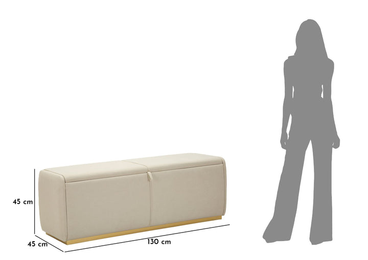 Glam entrébænk i guldfarve, fyrretræ, mdf og metal – 130x45x45 cm