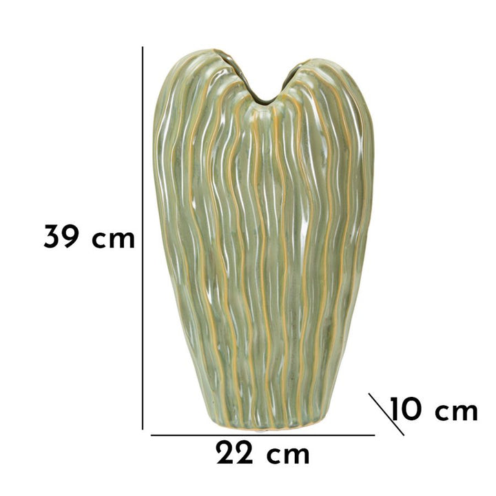Moderne grøn vase i keramik – 22x10x39 cm