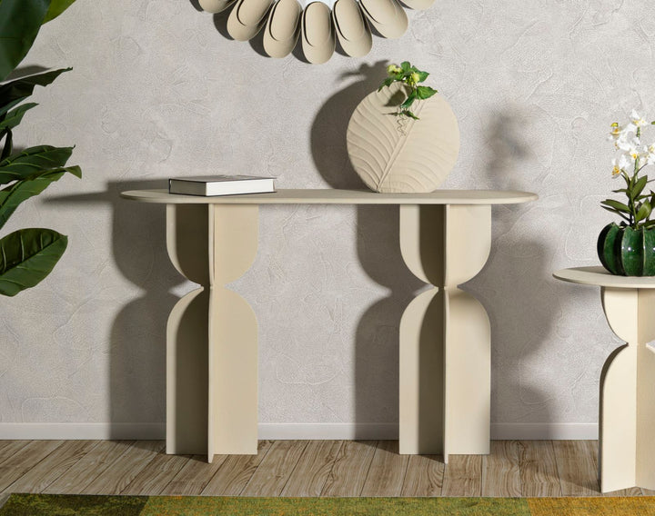 Konsolbord i creme, jern – 120x40x75 cm