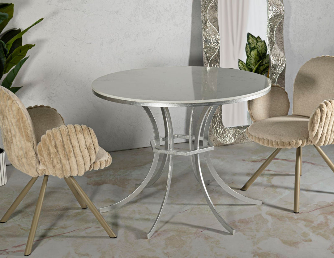 Glam bord i hvid, jern og marmor  – 100x76x5 cm