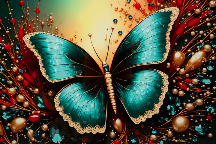 Lærredsprint Sommerfugl med ramme -B- (70 x 4 x 100 cm)