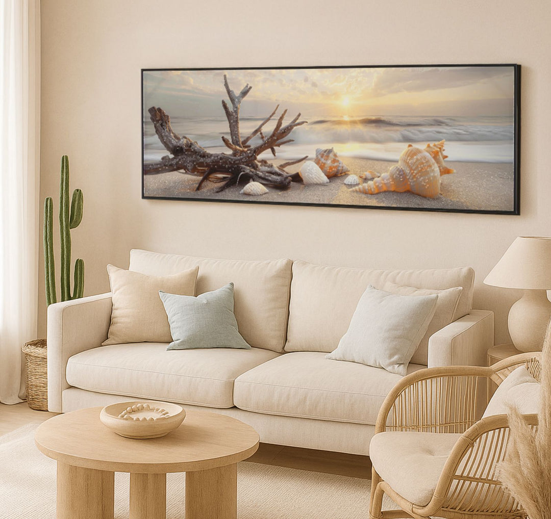 Lærredsprint Strand med ramme -B- (152 x 4 x 52 cm)
