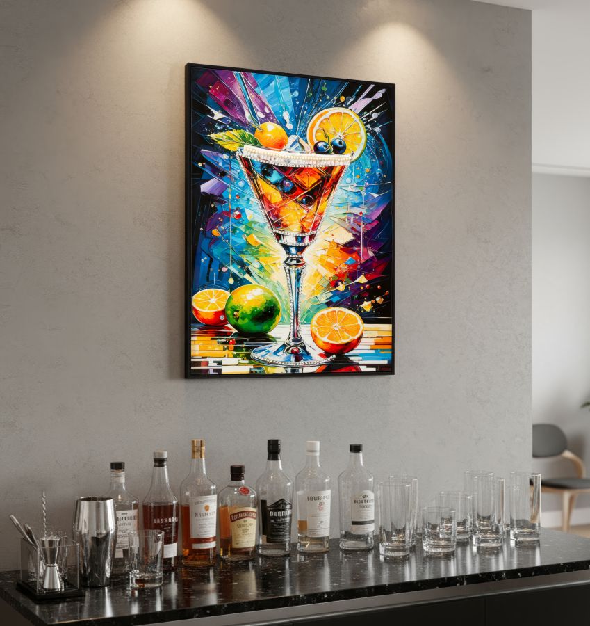 Lærredsprint Cocktail med ramme -A- (62 x 3,5 x 92 cm)