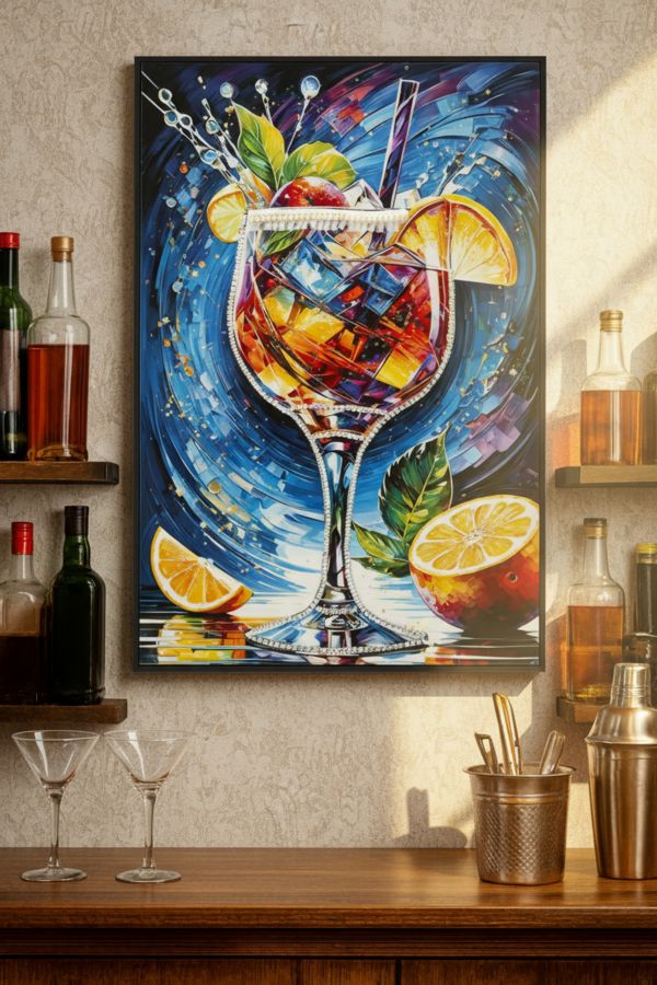 Lærredsprint Cocktail med ramme -B- (62 x 3,5 x 92 cm)