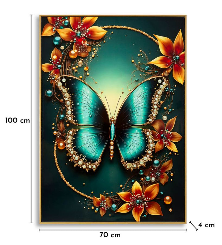 Lærredsprint Sommerfugl med ramme -A- (70 x 4 x 100 cm)