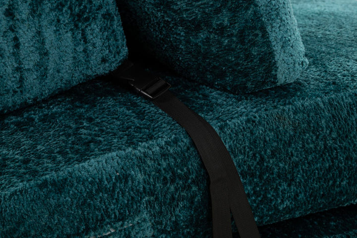 FASTER SOVESOFA TEAL CM 150X100X80 (KOMPRIMERET - SENGEMÅL CM 213 x 150 x 18)