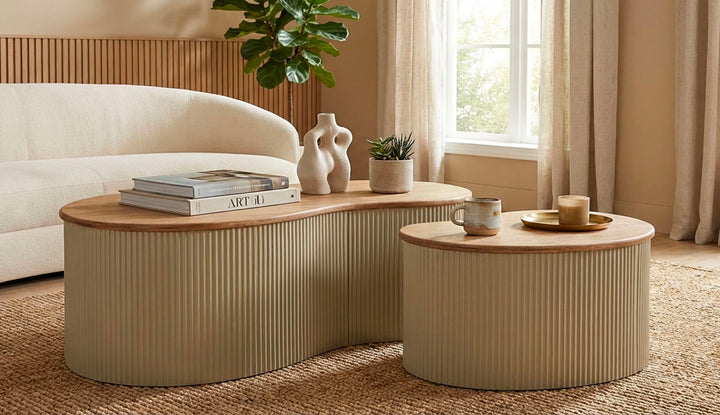 FRANKFURT SOFABORD HVID SÆT MED 2 STK. CM 87X53X32-50X35X28