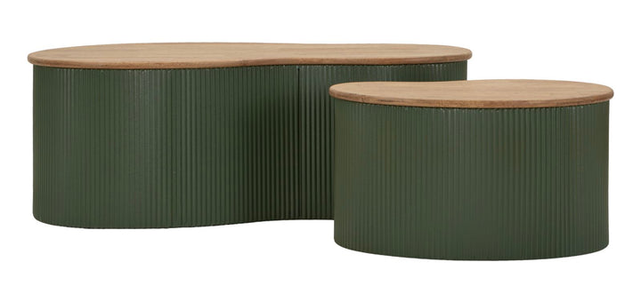 FRANKFURT SOFABORD GRØN SÆT MED 2 STK. CM 87X53X32-50X35X28