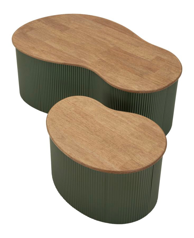 FRANKFURT SOFABORD GRØN SÆT MED 2 STK. CM 87X53X32-50X35X28