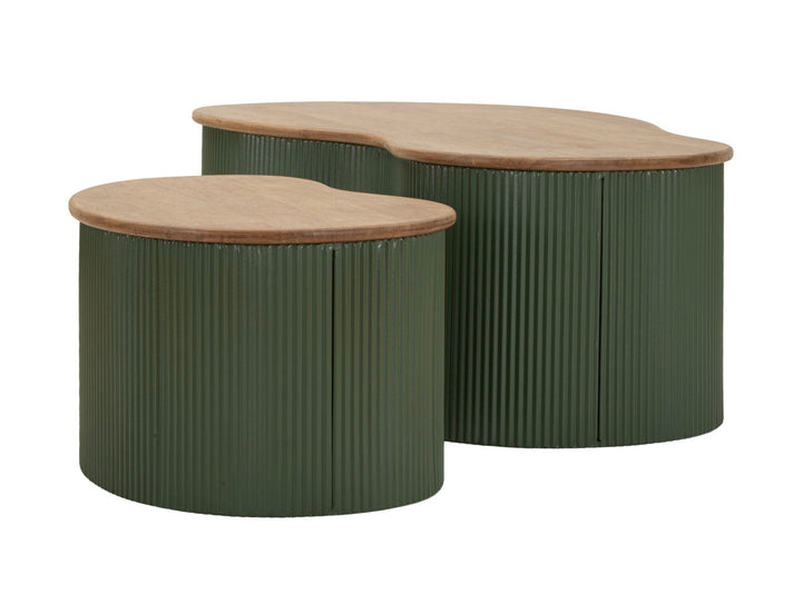 FRANKFURT SOFABORD GRØN SÆT MED 2 STK. CM 87X53X32-50X35X28