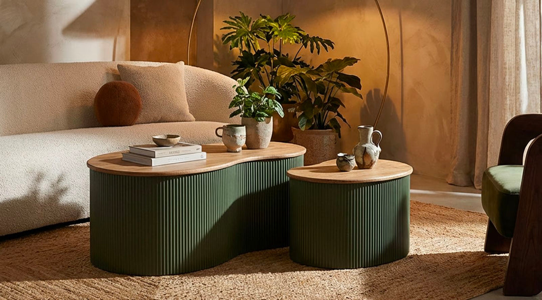 FRANKFURT SOFABORD GRØN SÆT MED 2 STK. CM 87X53X32-50X35X28