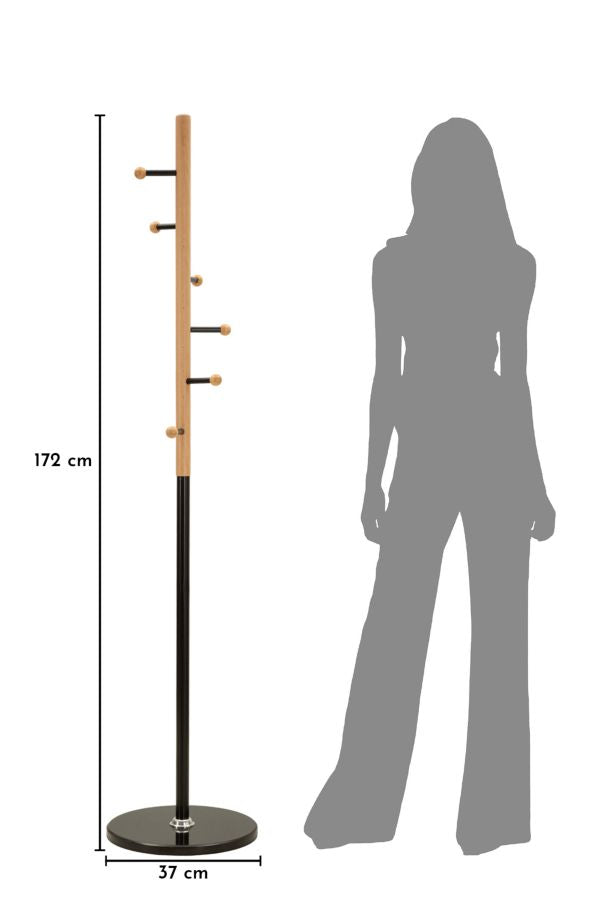 STEP COAT RACK – Tøjstativ i sort og træ (Ø37 x 172 cm)