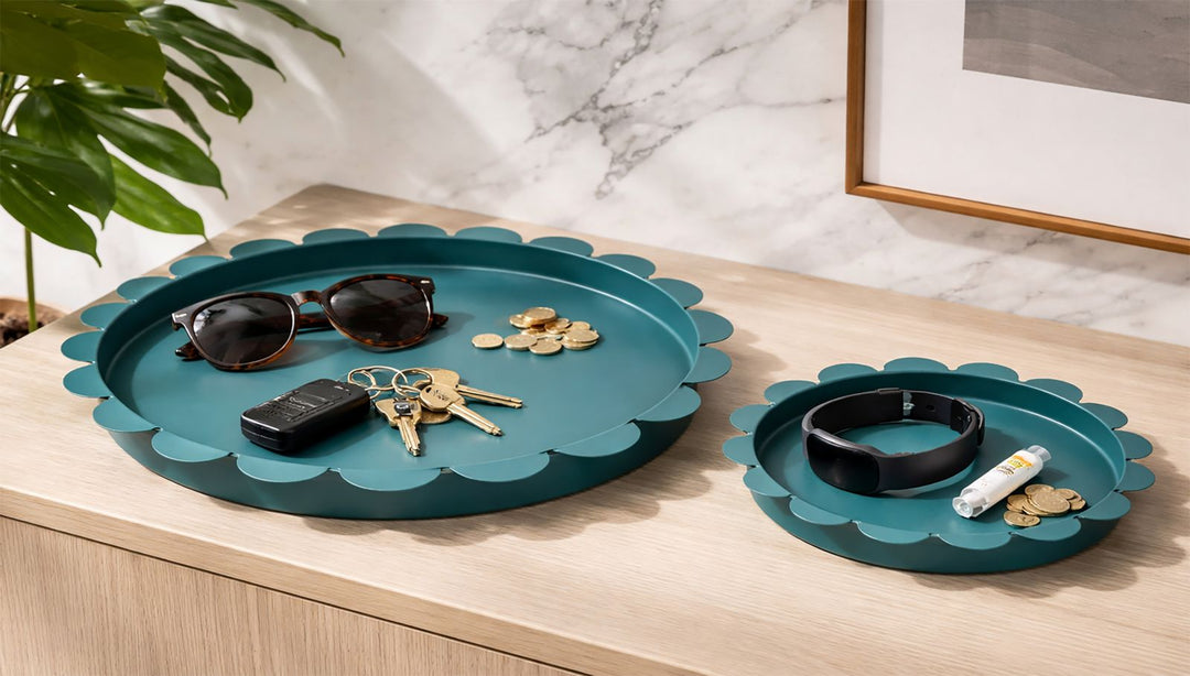 SATURN RUNDT SERVERINGSFAD TEAL SÆT MED 2 STK. CM Ø 33X2-27,5X2