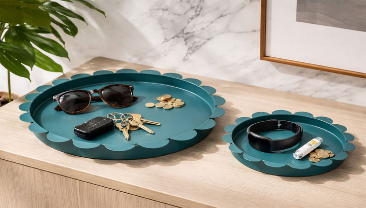 SATURN RUNDT SERVERINGSFAD TEAL SÆT MED 2 STK. CM Ø 33X2-27,5X2