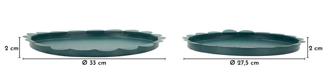 SATURN RUNDT SERVERINGSFAD TEAL SÆT MED 2 STK. CM Ø 33X2-27,5X2