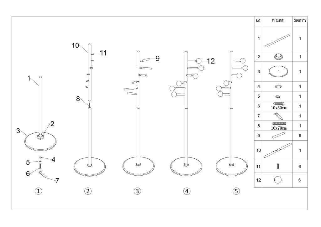 STEP COAT RACK – Tøjstativ i sort og træ (Ø37 x 172 cm)