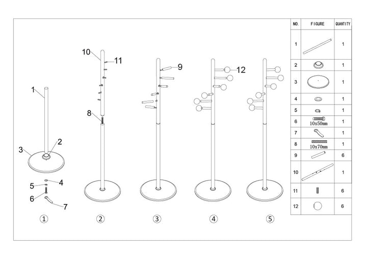STEP COAT RACK – Tøjstativ i sort og træ (Ø37 x 172 cm)