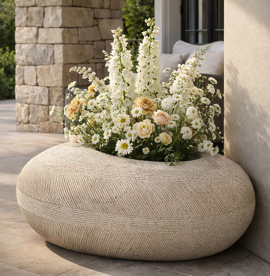 STONE VASE HOLDER CM 78,5X56X33,5 (HOLE CM Ø 28)