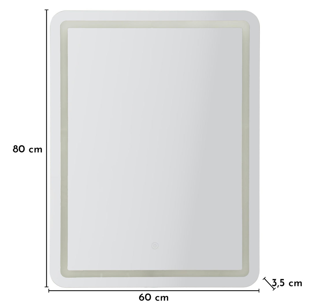 LED VÆGSPEJL SIMPLE REKTANGULÆR CM 60X3,5X80 (3 LYSFARVER)