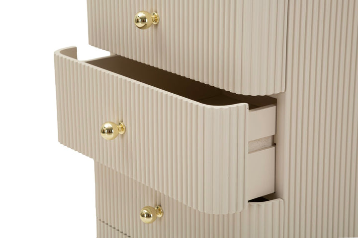 Kommode med 5 skuffer, 37,5X34X89 cm, hvid