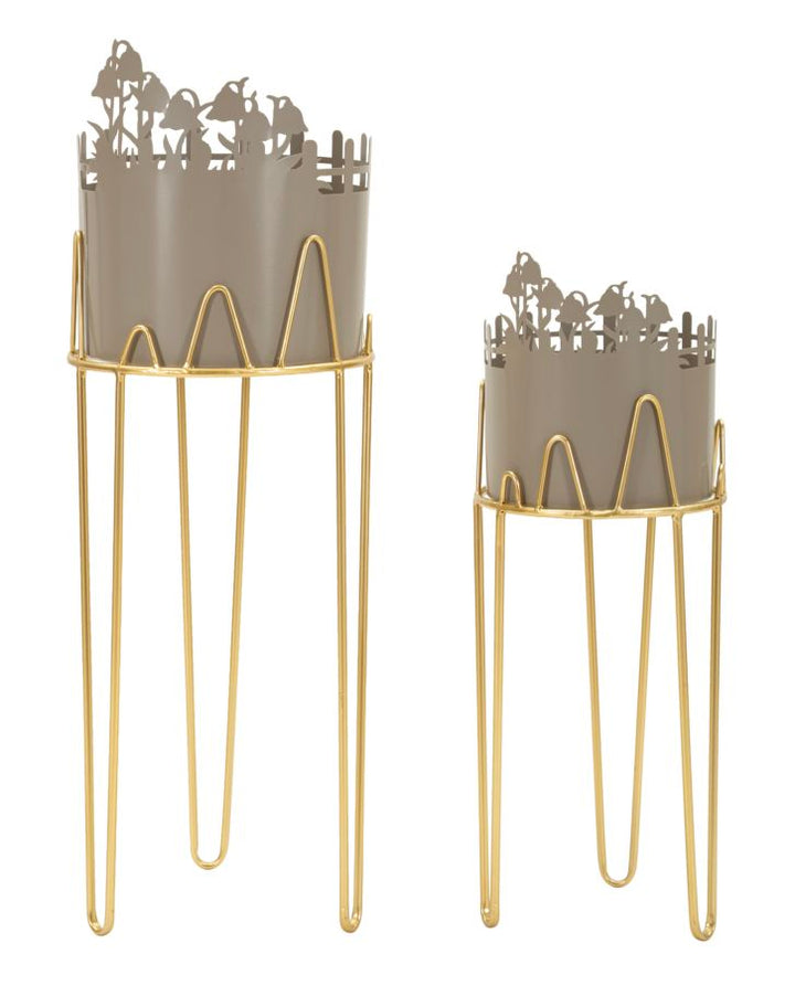 FLOWER VASE HOLDER – Sæt med 2 planteholdere (Ø27 x 79 cm / Ø22,8 x 62 cm)