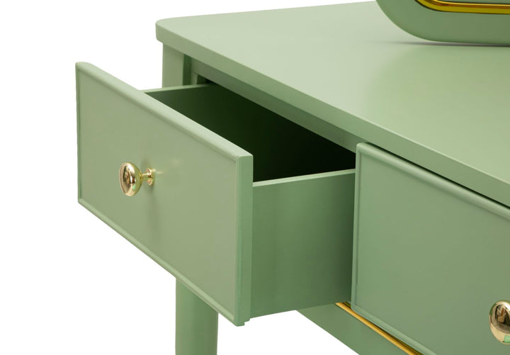 CAMILLE SMINKEBORD MED SPEJL OG SKAMMEL GRØN CM 120X37X79-104X2,5X56-44X34X48