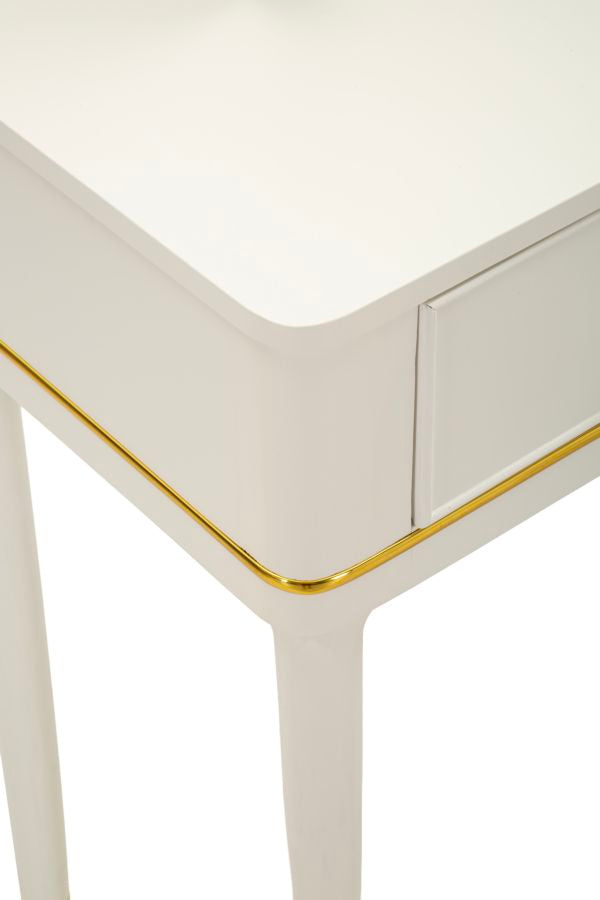 CAMILLE SMINKEBORD MED SPEJL OG SKAMMEL HVID CM 120X37X79-104X2,5X56-44X34X48