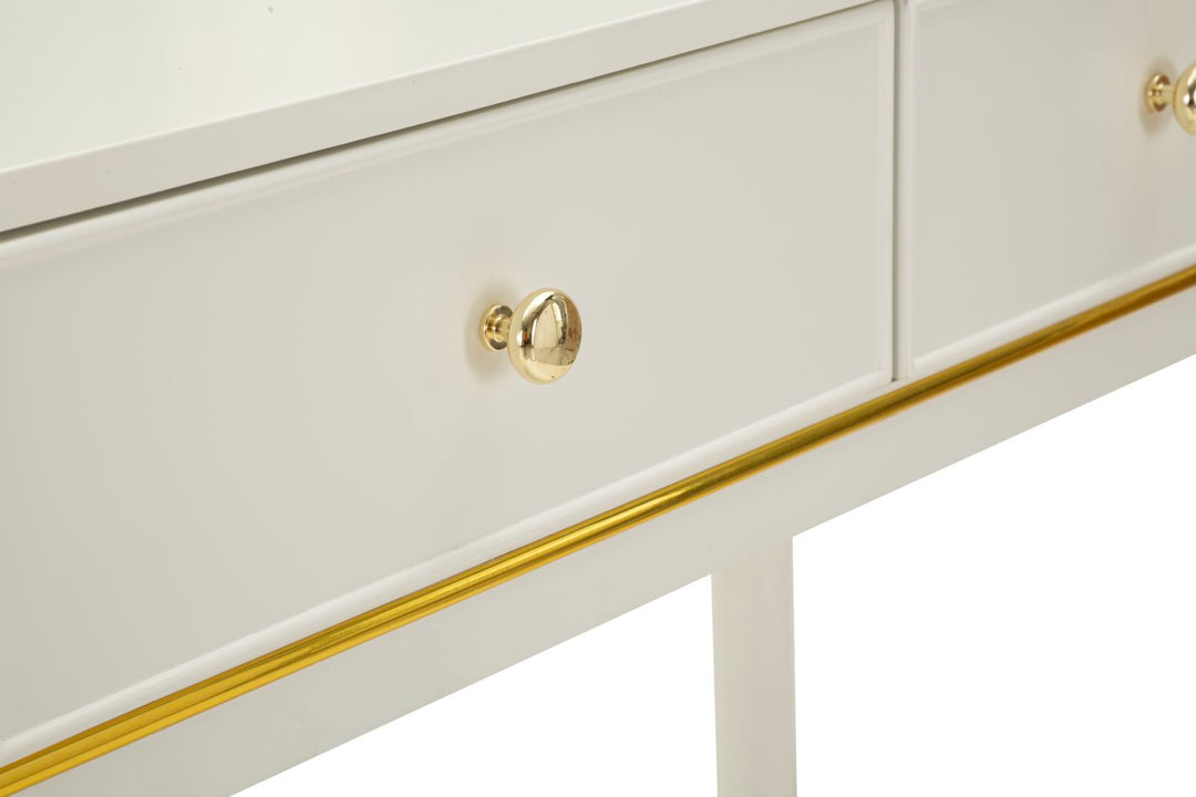 CAMILLE SMINKEBORD MED SPEJL OG SKAMMEL HVID CM 120X37X79-104X2,5X56-44X34X48