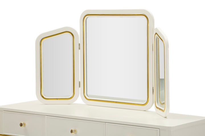 CAMILLE SMINKEBORD MED SPEJL OG SKAMMEL HVID CM 120X37X79-104X2,5X56-44X34X48