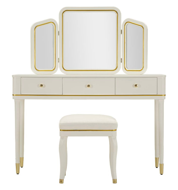 CAMILLE SMINKEBORD MED SPEJL OG SKAMMEL HVID CM 120X37X79-104X2,5X56-44X34X48