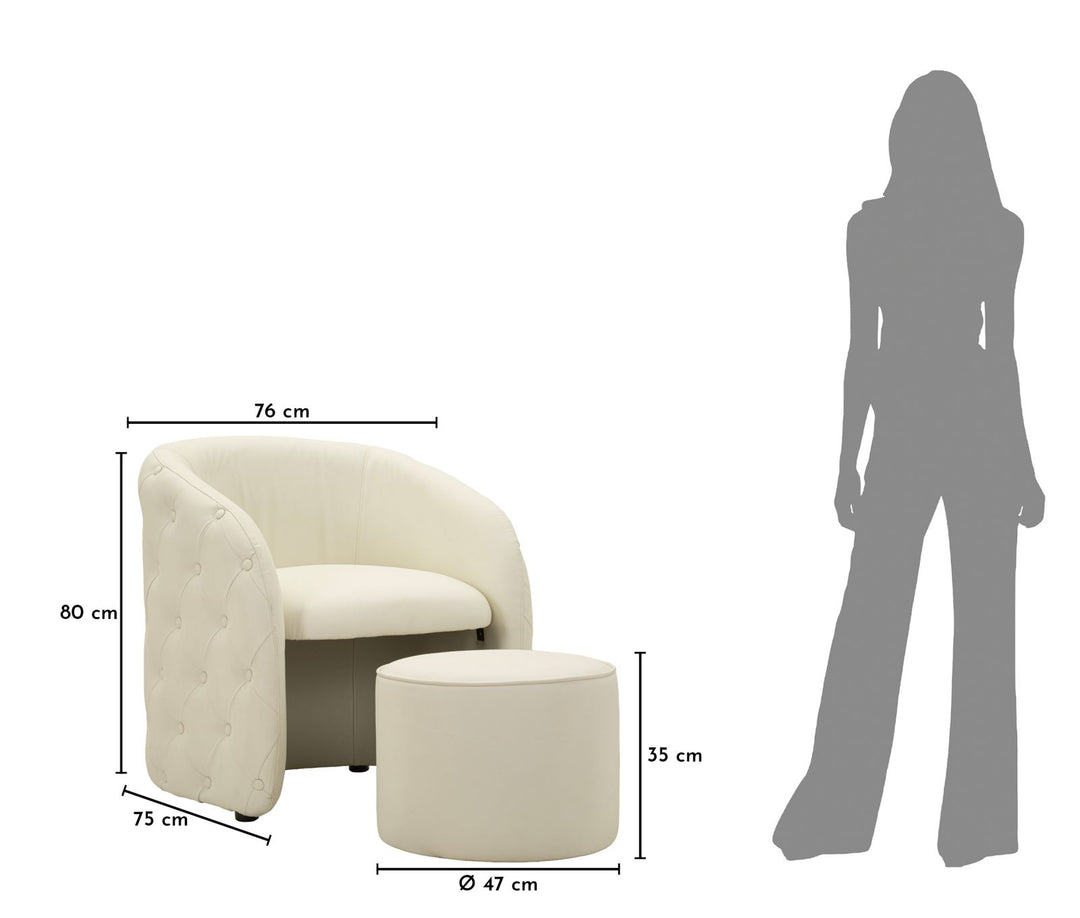 ZAGABRIA LÆNESTOL WITH SKAMMEL CM 76X75X80-Ø 47X35