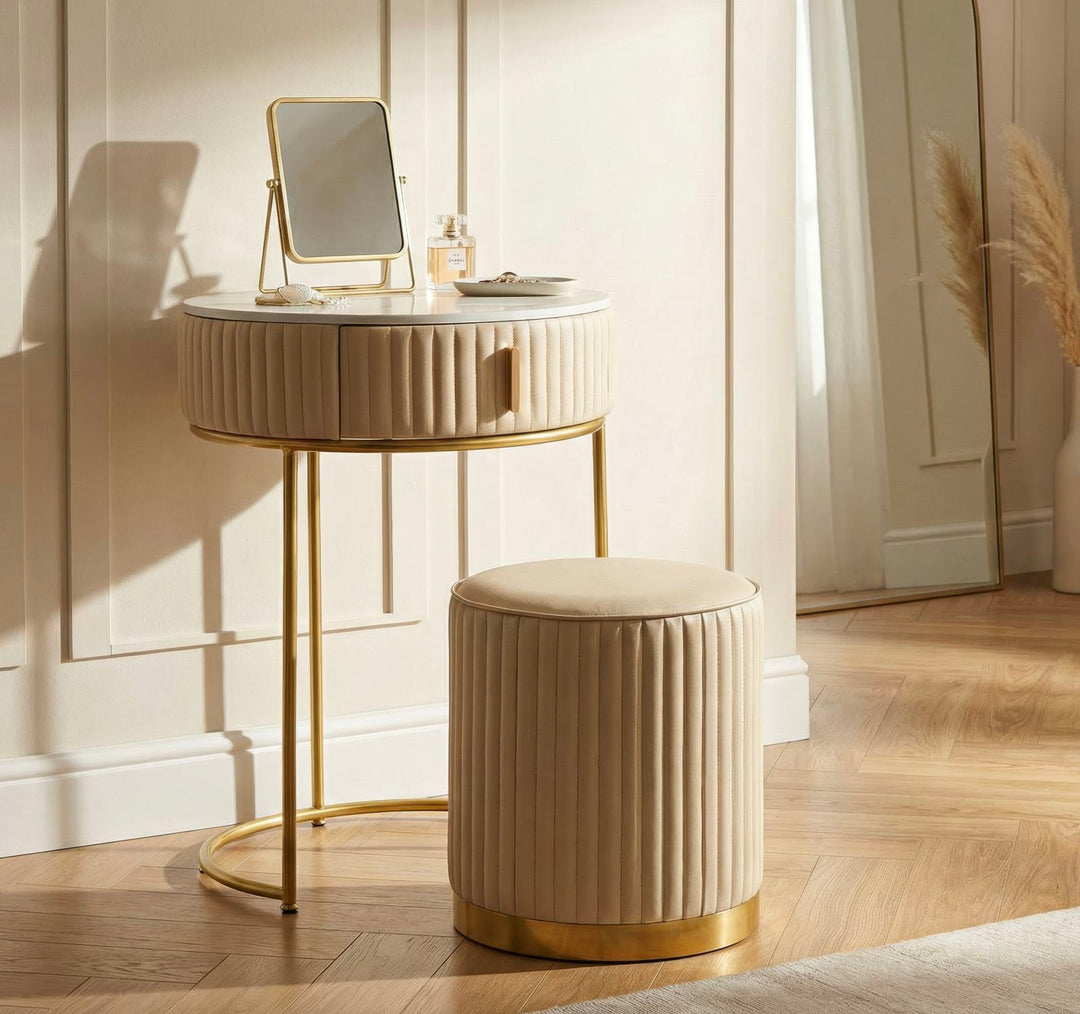 NATBORD/SMINKEBORD MED PUF POK CM Ø 52X70 - Ø 36X39