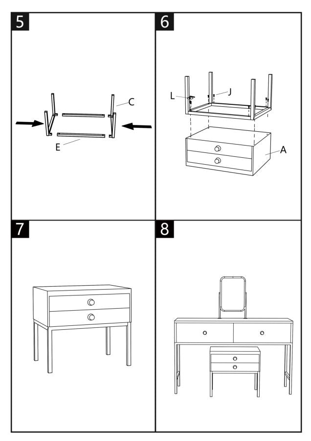 LUXURY SMINKEBORD MED SPEJL OG SKAMMEL CM 120X45X75-50X4X60-50X40X45