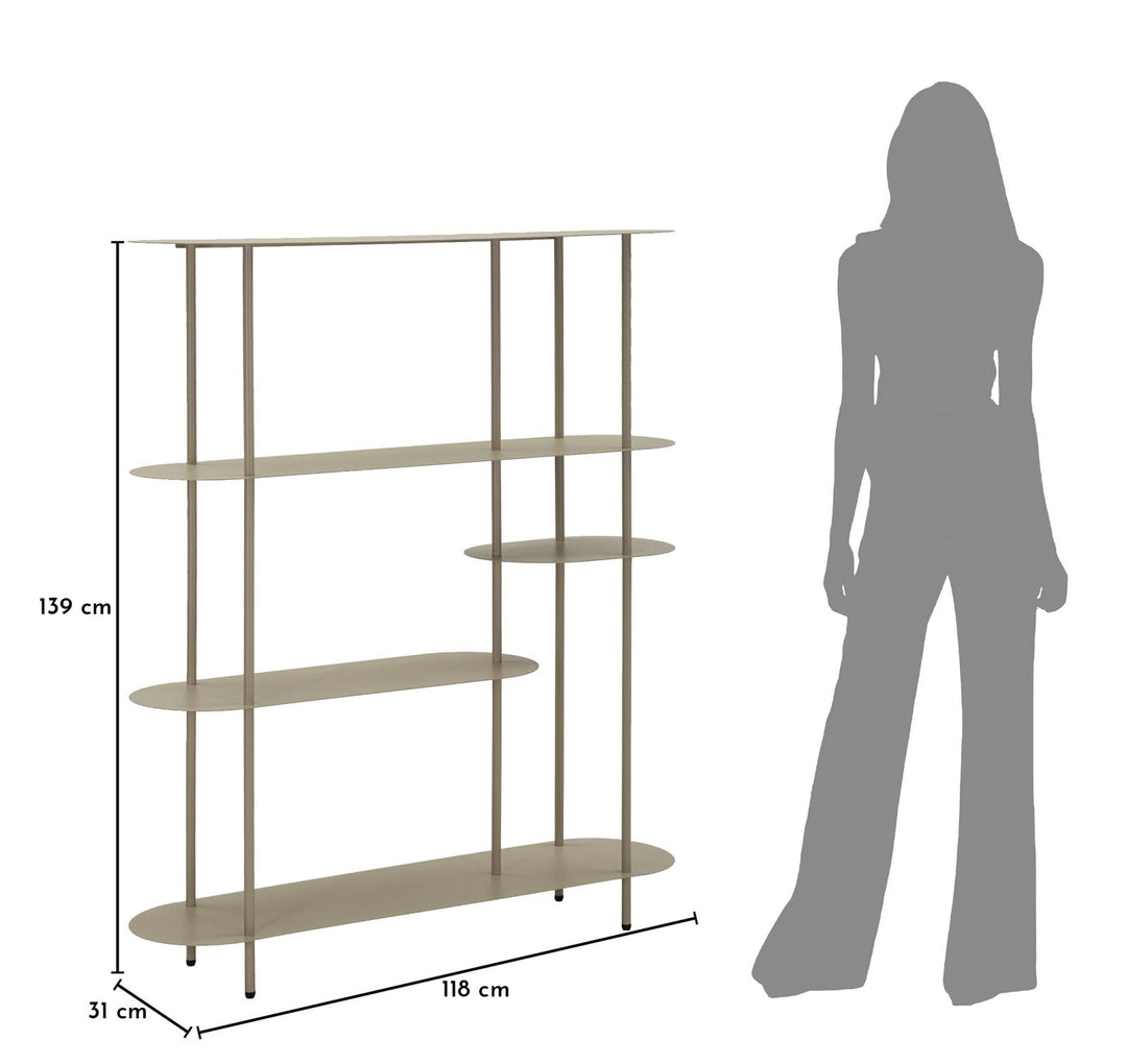 SATURN BOOK SHELF – Reol i dove grey (118 x 31 x 139 cm)