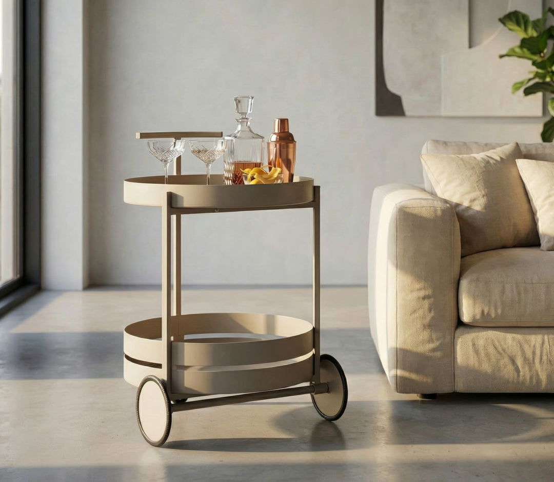 SATURN BAR CART – Serveringsvogn i dove grey (40 x 49,5 x 61 cm)