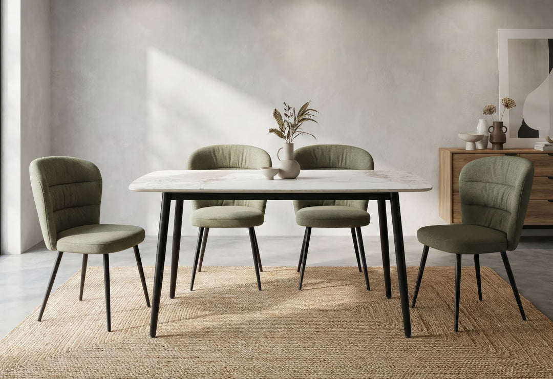 JOSH DINING TABLE – Spisebord i marmoreffekt (138 x 78 x 76 cm)