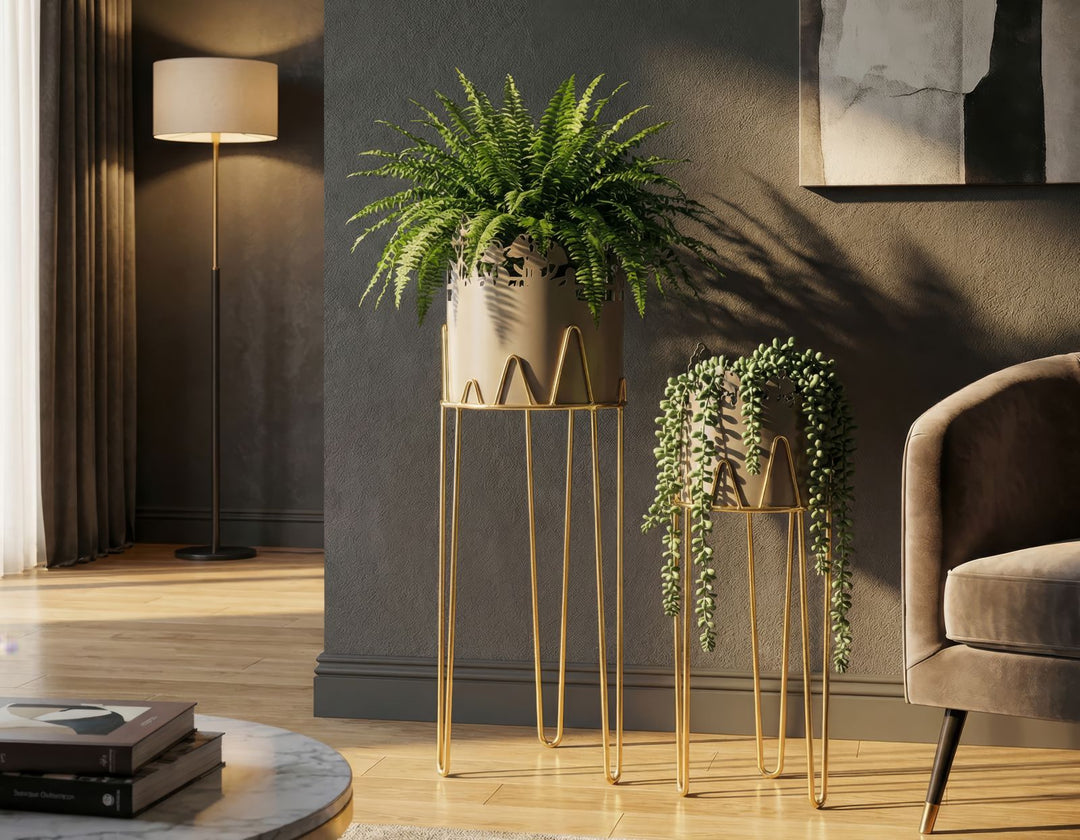 FLOWER VASE HOLDER – Sæt med 2 planteholdere (Ø27 x 79 cm / Ø22,8 x 62 cm)