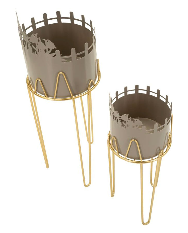FLOWER VASE HOLDER – Sæt med 2 planteholdere (Ø27 x 79 cm / Ø22,8 x 62 cm)