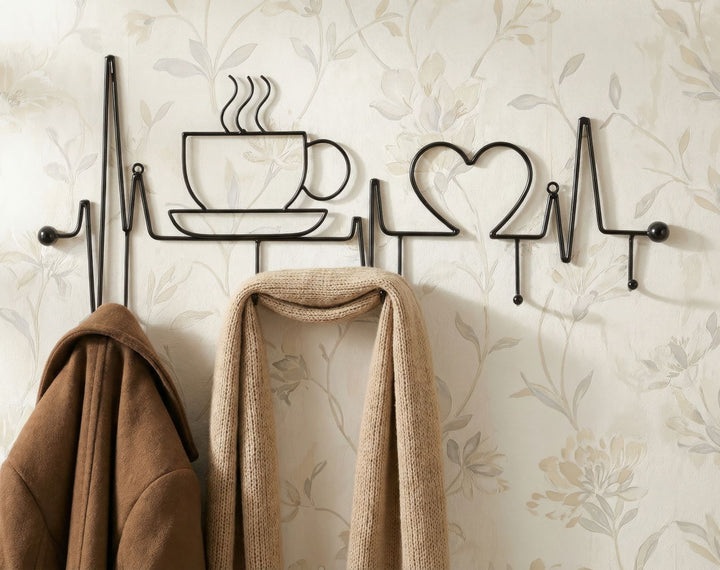 BREAKFAST WALL HANGER – Vægophæng i sort (60 x 3,8 x 26,7 cm)