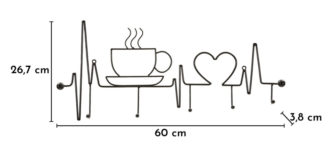 BREAKFAST WALL HANGER – Vægophæng i sort (60 x 3,8 x 26,7 cm)