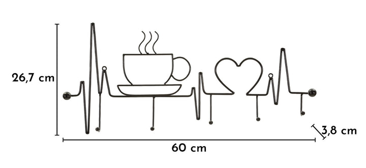 BREAKFAST WALL HANGER – Vægophæng i sort (60 x 3,8 x 26,7 cm)
